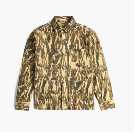 Premium Utility Jacket Dirt Camo Print Duck Canvas - Men's Cut and Fit - Picture 1 of 11